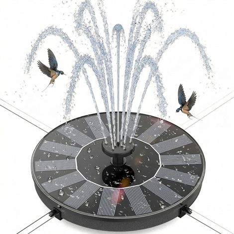 Fontaine Solaire Exterieure de Jardin, Fontaine Solaire pour Bassin avec 6 Buses & 4 Tiges Fixes, Pompe Solaire Bassin Exterieur pour Bain d'oiseaux Aquarium Jardin