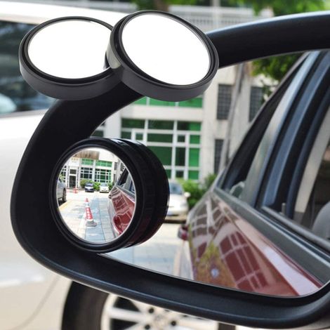 Verstellbarer 360°-Totwinkel-Rückspiegel, 2 Stück, HD-Glas und ABS-Gehäuse, selbstklebender runder konvexer Spiegel für Autos (1/4)
