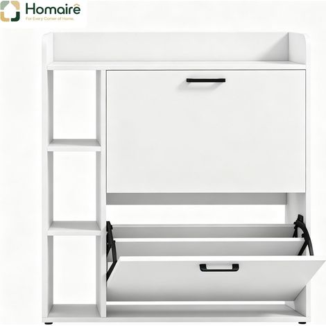 Weißer Schuhschrank mit weißen Schubladen 83 x 24 x 90,5 cm HOMAIRE (1/5)