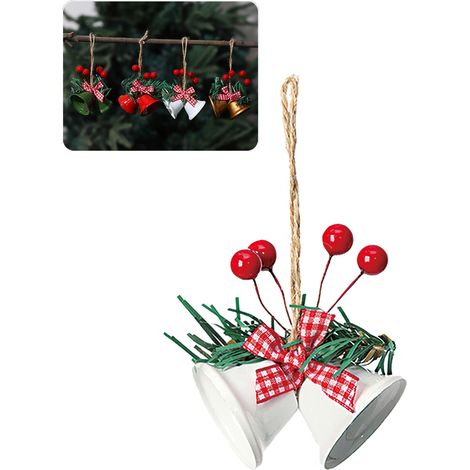 Lot de 12 Décorations de Noël en forme de cloche, décorations de Noël, suspensions intérieures et extérieures, adaptées à la vitrine (blanc) (1/5)