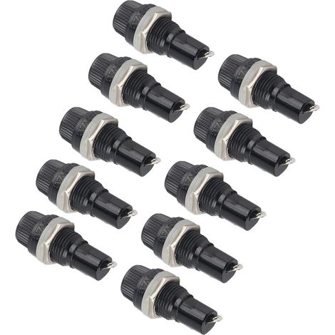 10 Stück Einbau-Schraubkappen-Sicherungshaltergehäuse für Radio-Glasröhrensicherungen 5 x 20 mm (1/5)