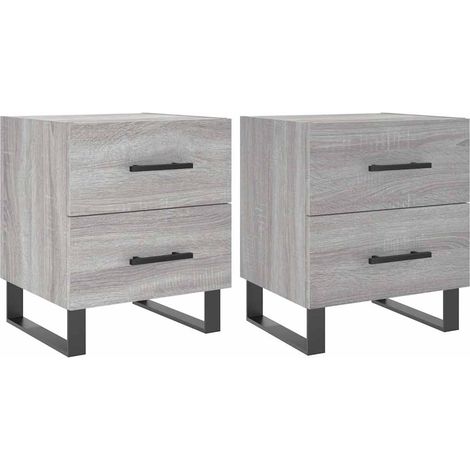 Maison Exclusive - Comodini 2 pz Grigio Sonoma 40x35x47,5 cm in Legno Multistrato