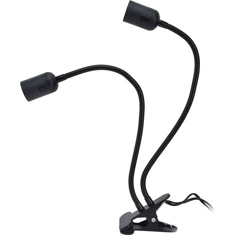 Schwarze E27/E26 Doppellampenfassung, 360° verstellbar, robustes Material mit Klemme und 100–240-V-EU-Stecker (1/5)