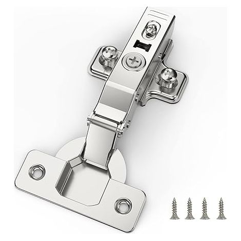 2 pièces Recouvrante Charnière Porte Placard, angle d'ouverture 110 ° avec ressort hydraulique Charnières d'armoire de cuisine à fermeture douce parfaite, distance du trou 45 mm (1/5)
