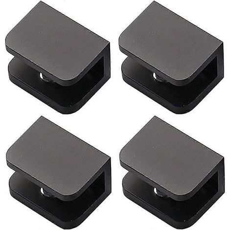 Lot de 4 pinces à verre, supports de verre sans perçage (pour verre noir de 8 à 12 mm) (1/3)