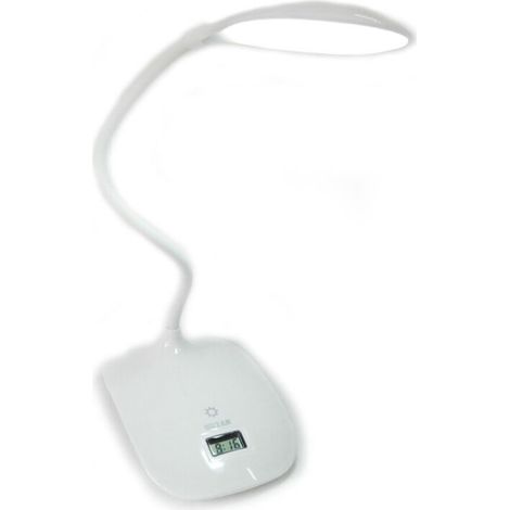 Lampe De Table Bureau 8 Led Rechargeable Lumière Tactile Avec Horloge Articulée