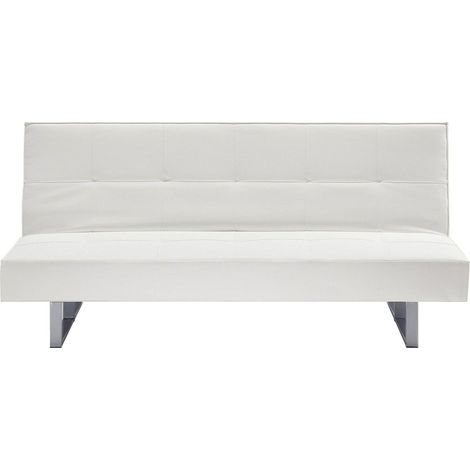 Sofa Bed 3 Seater DERBY Faux Leather White (1/5)