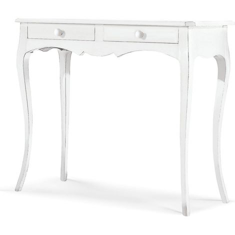 Consolle classica in legno 2 cassetti Bianco opaco