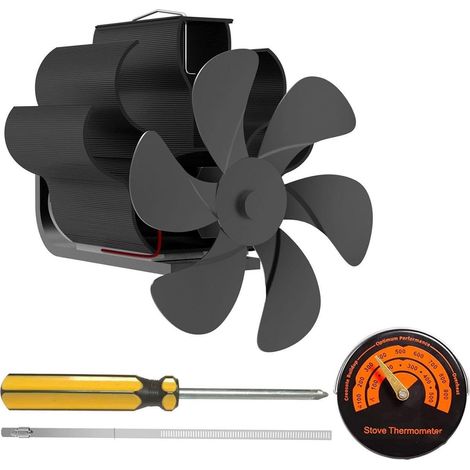 Ventilateur de poêle à bois à 5 pales pour poêle à bois/poêle à bûches/cheminée à suspendre Ventilateur de cheminée pour la maison Fonctionnement silencieux Eco Fans  Accessoires pour poêle à (1/5)