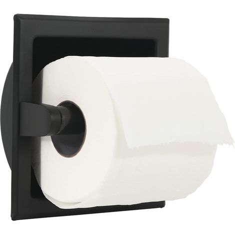 Versenkbarer Toilettenpapierhalter aus Edelstahl 304, robuste Wandmontage mit rückseitiger Halterung, Schwarz