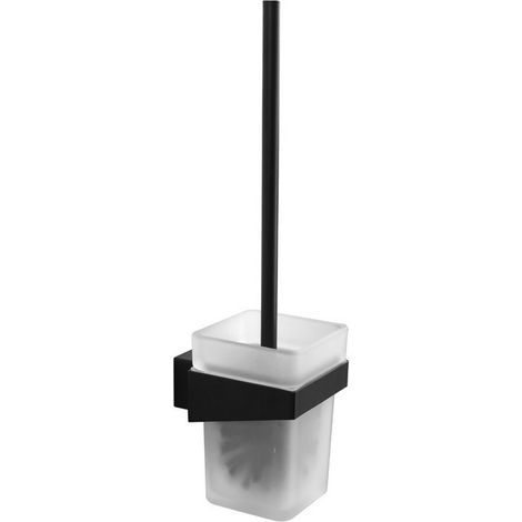 Portascopino bagno sospeso in acciaio inox nero opaco e vetro  NUEVO-S kamalu