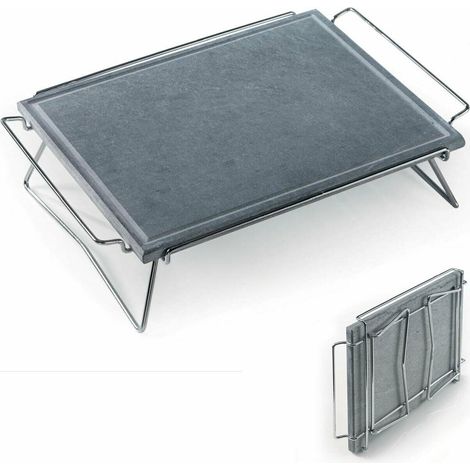 Piastra ollare in pietra naturale con supporto pieghevole Ompagrill DS40/50 SP 50x40 cm (1/3)