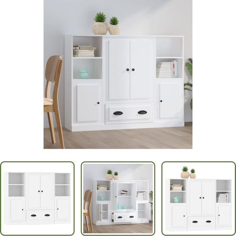 vidaXL Hochstuhl - Highboards 3 Stk. Weiß Holzwerkstoff (1/5)