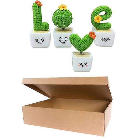 Lot de 4 ornements décoratifs en forme de cactus (vert)-4.5cm-Green (1/2)