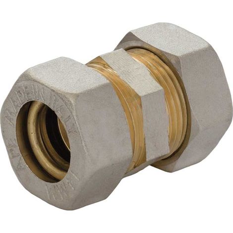 RACCORDO DIRITTO DOPPIO A COMPRESSIONE O-RING PER TUBO RAME APE Ø28 mm
