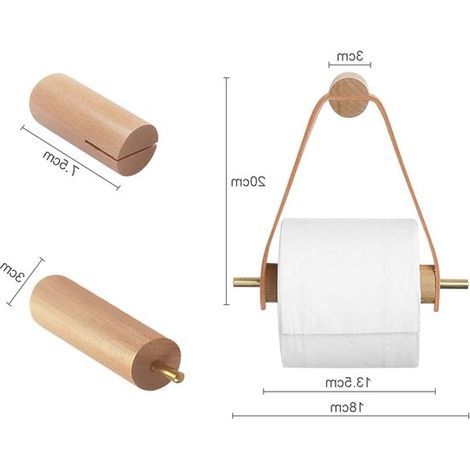 Soporte de pared de madera vintage para papel higiénico - Decoración de baño (1/5)