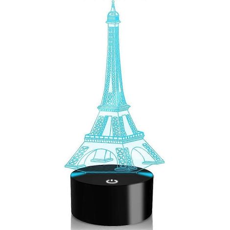 3D-Eiffelturm-Illusionslampe, berührungsempfindliches LED-Nachtlicht mit 7 wechselnden Farben, Tischlampe, Schlafzimmerdekoration, Weihnachts- oder Geburtstagsgeschenk (1/5)