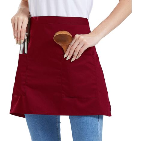 Delantal unisex de tamaño ajustable con 2 bolsillos. Delantal de cocina para restaurantes, cafeterías y bares. (1/5)