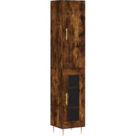 Credenza Madia Buffet Rovere Fumo 34,5x34x180 cm in Legno Multistrato CDS29260 (1/5)