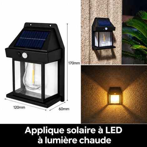 Applique murale solaire d'extérieur LED filament boîtier noir étanche réf 2629 400 g – Livraison gratuite