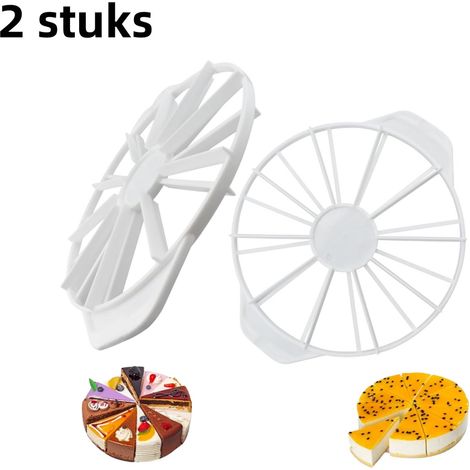 2 pièces Diviseur à gâteau blanc en polypropylène, ustensile de pâtisserie pour couper 10/12 et 14/16 parts égales (1/5)