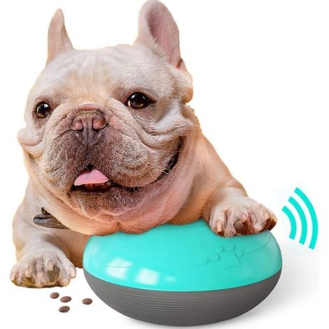 Balle de nourriture pour petits chiens, distributeur de croquettes, jouet éducatif, jouet interactif à alimentation lente, convient aux chiens et aux chats (bleu). (1/4)
