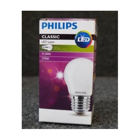 Ampoule LED 6.5W ronde P45 dépolie chaud 2700K 806lm culot E27 230V non-dimmable Classic LEDluster Filament