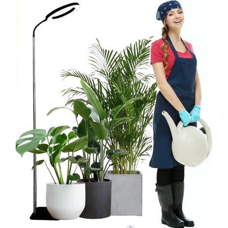 Lampe de croissance pour plantes en pot Angel Ring de 15 cm (6 pouces), modèle à poser sur pied ou à fixer sur support pour plantes, spectre complet, minuterie cyclique, noire (1/4)