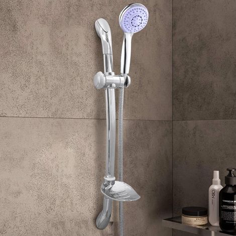 TRADE SHOP - Saliscendi Con Soffione Doccia 3 Funzioni Getti Asta 67 Cm Cromato Bagno Vasca - 2 (1/3)
