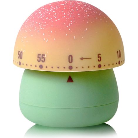 Minuteur de cuisine mécanique, joli minuteur champignon pour enfants, minuteur manuel à remontage manuel de 60 minutes pour la classe, la maison, les études et la cuisine (base verte) (1/5)