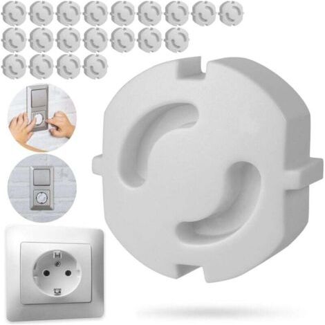 BUNTHAUS PA Klebefreie Babyschutz-Steckdosenabdeckungen 20 Stück in weiß passend für Schuko-Steckdosen Typ F Kindersicherung Fingerschutz zum Einstecken Steckdosenschutz Babyschutz Steckdose Kindersic (1/4)