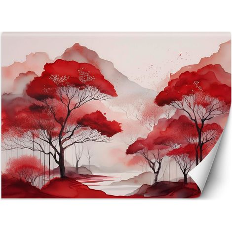 Papier peint Paysage rouge Forêt Montagnes 200x140 (1/5)