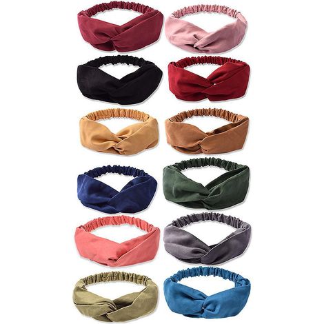 Elastische Haarbänder, 12er-Set, Damen-Haarbänder, Yoga-Haarbänder, Lauf-Haarbänder, Sport-Haaraccessoires, eine Farbe (1/5)