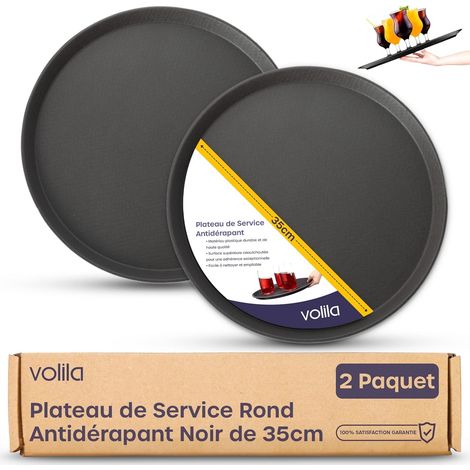 Lot de 2 Plateau, Rond, Antidérapant, 35 cm, Cuisine, Bar, Restaurant (1/5)