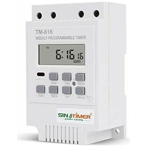 [JAMAIS UTILISÉ]Programmateur Interrupteur Relais TM616, Minuterie Horaire Hebdomadaire Électrique Numérique 12V avec Écran LCD Numérique - Blanc (1/5)