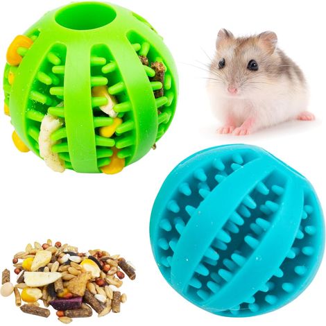 Futterball-Puzzle für Hamster, 2er-Packung Futterbälle für zahnende Hamster, Futterautomat für Kleintiere, interaktives Schnüffelspiel mit Futterversteck für Meerschweinchen und Ratten