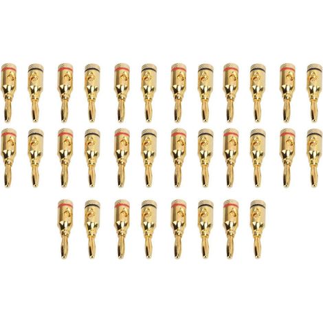 32 fiches bananes pour haut-parleurs, plaquées or, en alliage d'aluminium, filetage ouvert, universelles pour câbles de 12 à 18 AWG