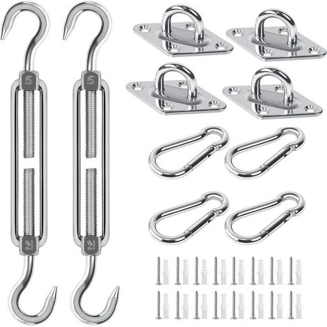 Shade Sail Fixing Kit, Stainless Steel Sun Shade Sail Fixing Kit for Triangle, Square, and Rectangle Sun Shade Sails, Fixing Accessories (1/5)