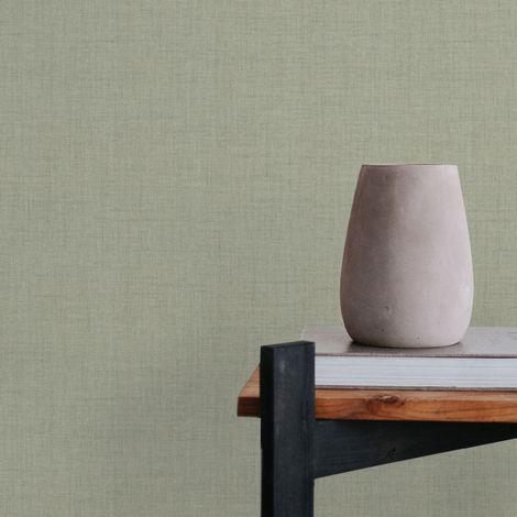 Papier peint intissé Textile mat 1005 x 52cm Vert doux (1/4)