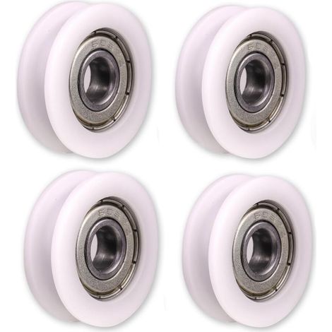 Lot de 4 Roulettes en à Rainure - pour Portail Coulissant, Barres d'Angle, Tiroirs - Dimensions 6x30x10mm. (1/5)