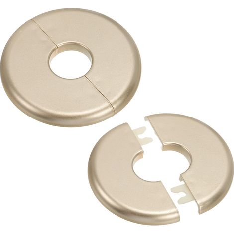 Plaque d'Écussons Auto-Adhésive Ronde en ABS 0.93"/23.5mm, 2pcs Couverture Murale pour Tuyau d'Eau, Cache Mitigeur Douche Boucles Rosace Robinet Chauffage Plomberie Mural, Doré (1/5)