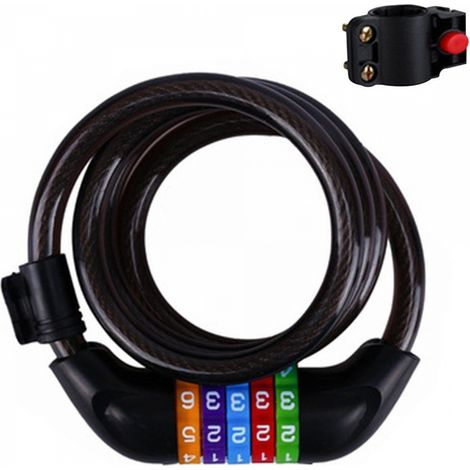 Antivol de vélo noir à câble, cadenas à combinaison (1/4)