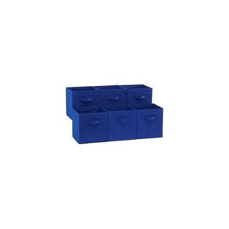 Basics Lot de 6 cubes de rangement pliables en tissu avec poignées, 26,6 x 26,6 x 27,9 cm, Bleu Marine Uni (1/5)