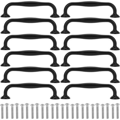 12 pièces Poignées d'armoire modernes Poignées de tiroir concises Poignées de porte d'armoire Poignées de porte de meubles à traction en arc pour cuisine chambre à coucher Espacement des trous 96 mm , (1/5)