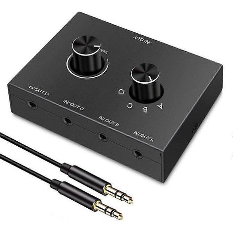 Commutateur audio stéréo bidirectionnel 4 entrées/1 sortie jack 3,5 mm, boîtier répartiteur audio 4 voies, édition casque 527 (1/5)