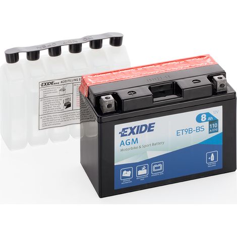 Batterie moto Exide ET9B-BS YT9B-BS 12v 8ah 110A