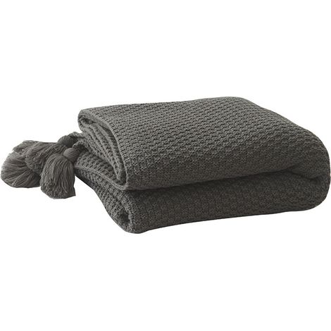 Graue Strickdecke fürs Büro (1/5)