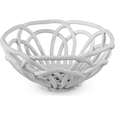 WD LifeStyle Cestino Centrotavola in Stoneware Bianco