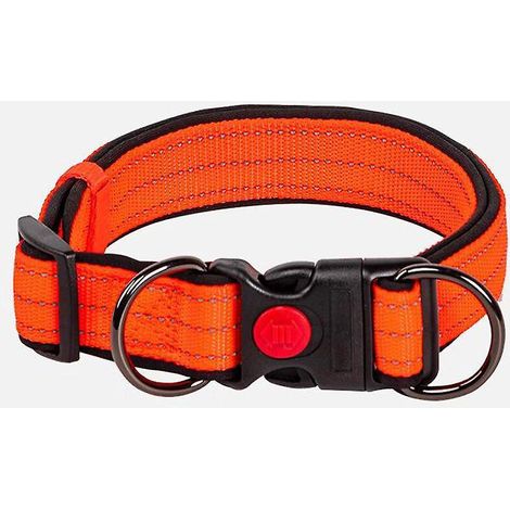 un Collier Pour Chien S Orange Fluo, Collier En Nylon, Adapt Aux Chiens, Petit Dressage Rglable Et Rflchissant (1/5)