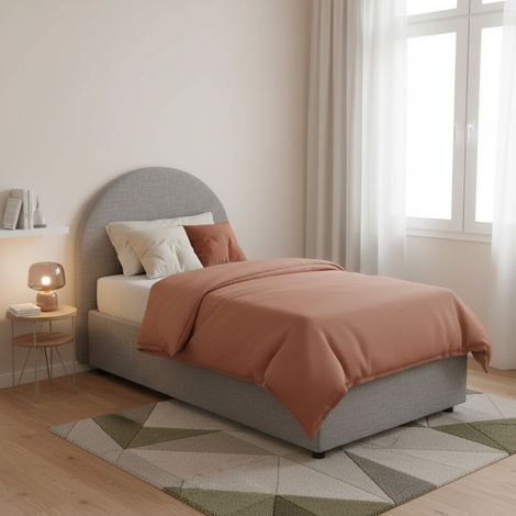 Dmora - Einzelbett Dcolpan, Containerbett mit Stoffbespannung, 100% Made in Italy, Frontöffnung, inklusive Matratze 80x190 cm, Grau (1/4)